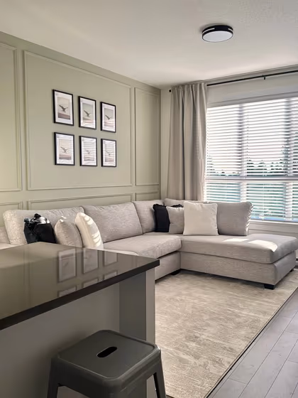 Benjamin Moore Grecian Green living room interior