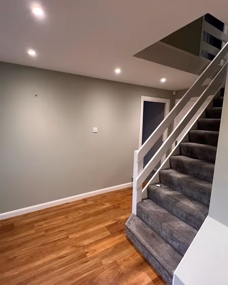 Benjamin Moore Grecian Green hallway paint