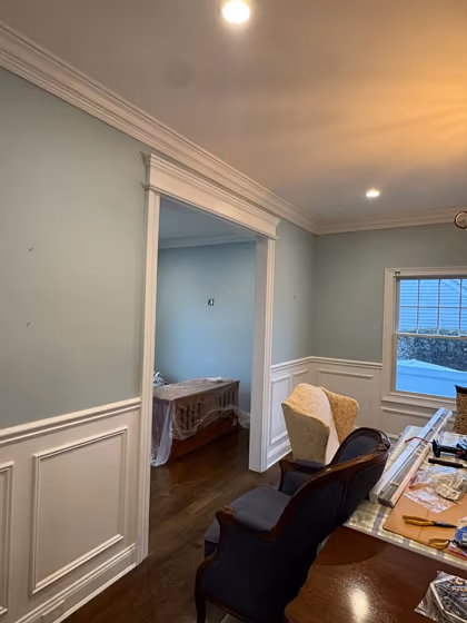 Benjamin Moore Harbor Haze dining room 