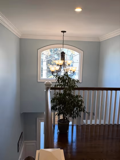Benjamin Moore Harbor Haze stairs 