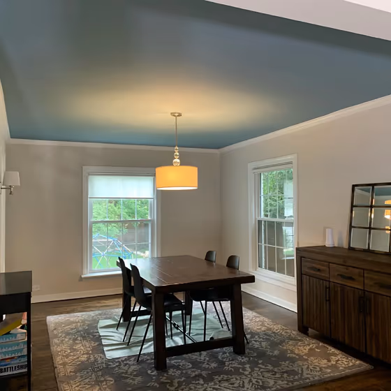Benjamin Moore Jamestown Blue Ceiling