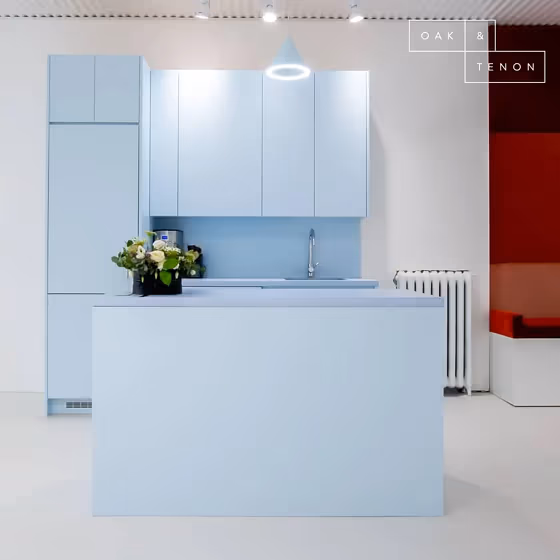 Benjamin Moore Mystical Blue kitchen cabinets color