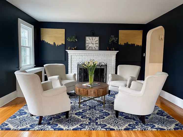 Benjamin Moore Polo Blue living room paint