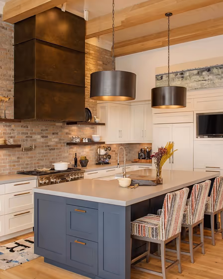 Benjamin Moore Polo Blue kitchen island color