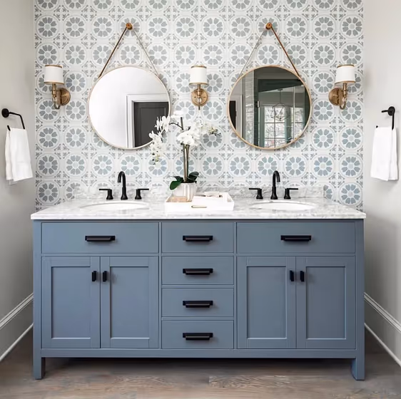Benjamin Moore Providence Blue bathroom vanity color review