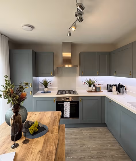 Benjamin Moore Providence Blue kitchen cabinets