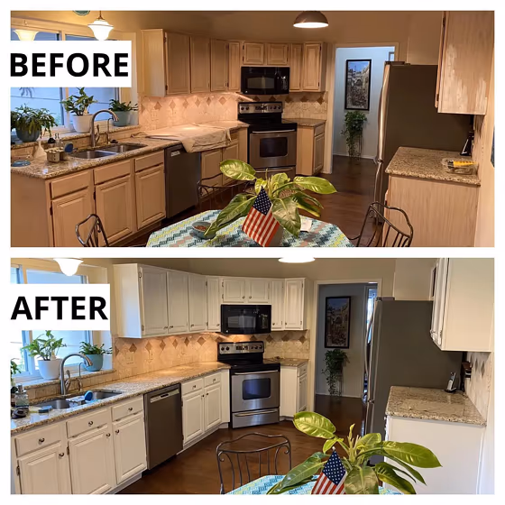 Benjamin Moore Pure White kitchen cabinets makeover
