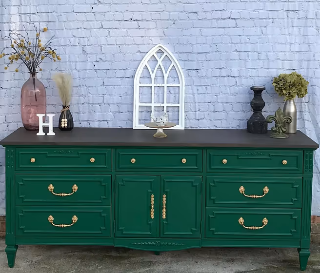 Benjamin Moore Rainforest Foliage painted furniture