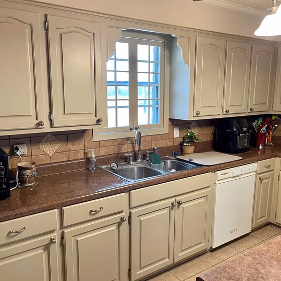 Benjamin Moore Rushing River kitchen cabinets color