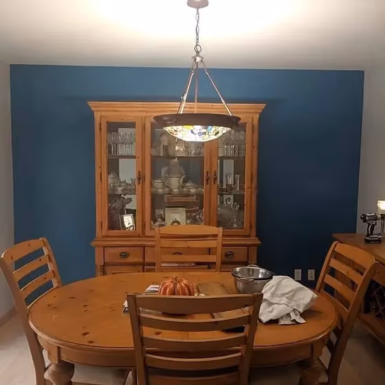 Benjamin Moore Santa Monica Blue dining room interior