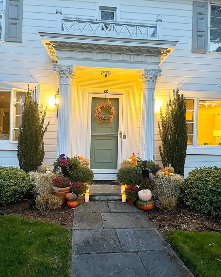 Benjamin Moore Sea Glass boho front door