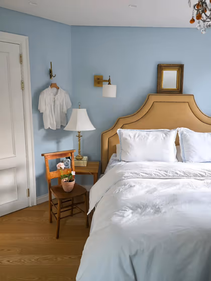 Benjamin Moore Silvery Blue bedroom inspo