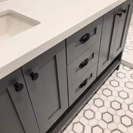 Benjamin Moore Steel Wool bathroom vanity color