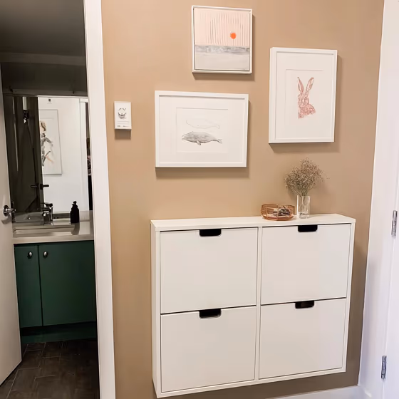 Benjamin Moore Whipped Mocha hallway paint