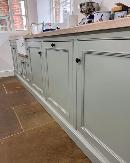 Farrow and Ball Blue Gray 91 kitchen cabinets