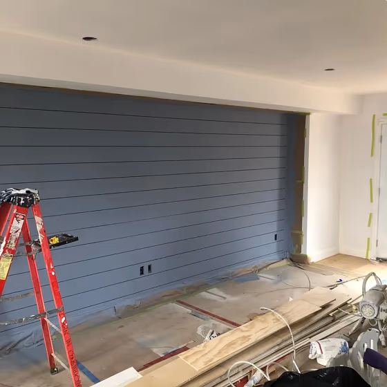Sherwin Williams Bracing Blue accent wall