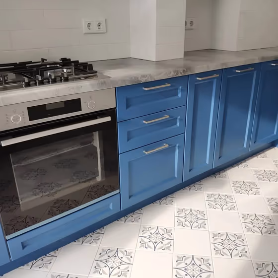 RAL 5007 kitchen cabinets picture