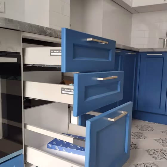 RAL 5007 kitchen cabinets color review