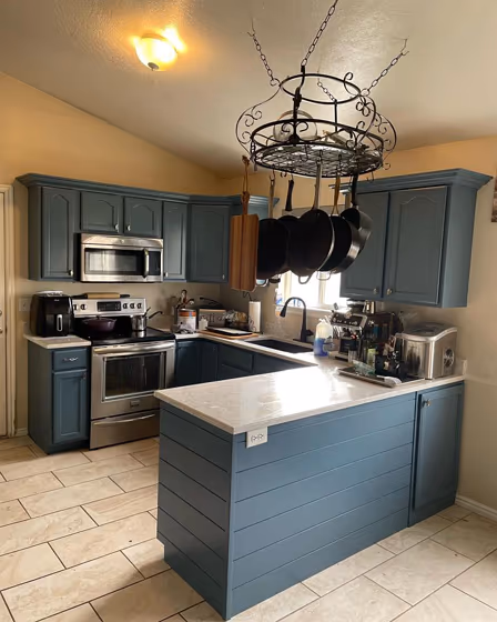 Sw bunglehouse blue kitchen cabinets