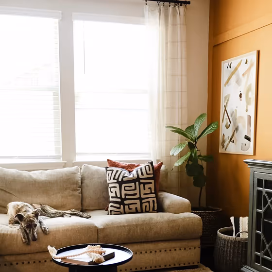 Sherwin Williams Butterscotch Living Room Accent Wall