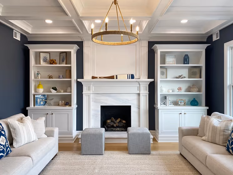 Behr Calligraphy N490-6 living room fireplace