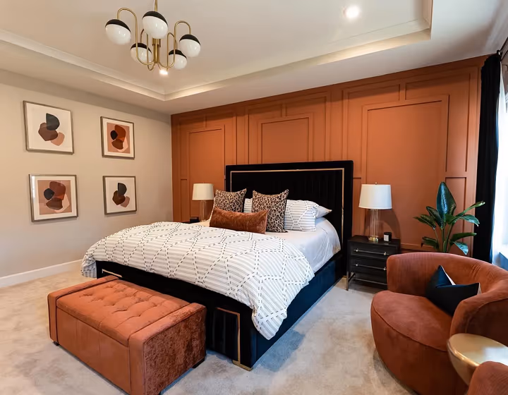 Sherwin Williams Cavern Clay Bedroom Accent Wall