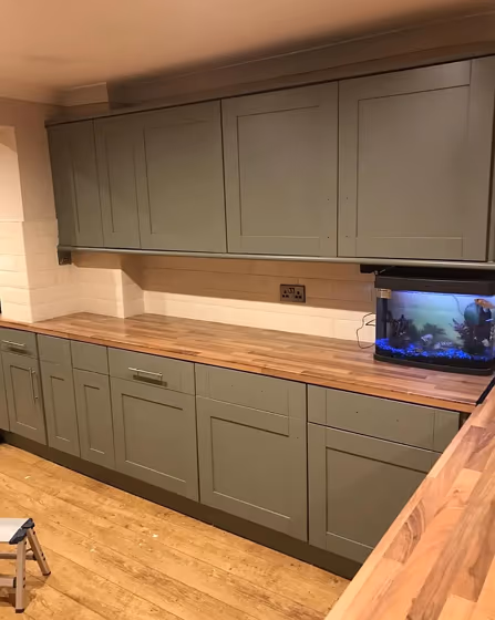 RAL Classic Cement grey RAL 7033 kitchen cabinets