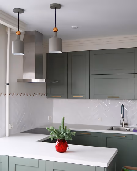 RAL Classic Cement grey RAL 7033 kitchen cabinets