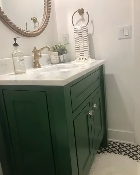 SW Cilantro bathroom vanity paint