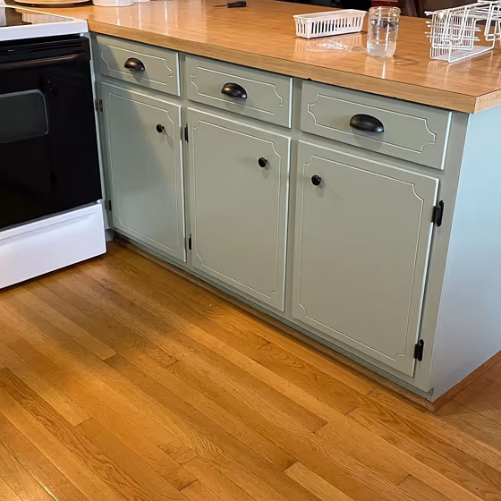 SW Clary Sage kitchen cabinets paint