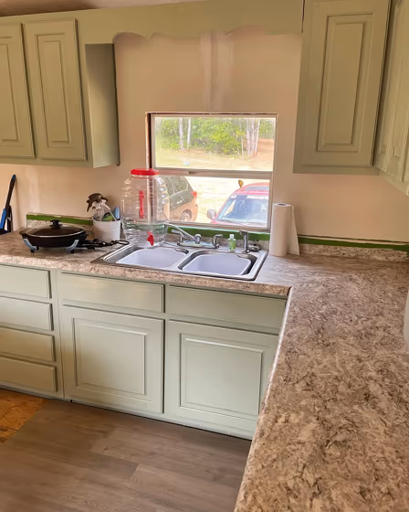 Clary Sage kitchen cabinets color review