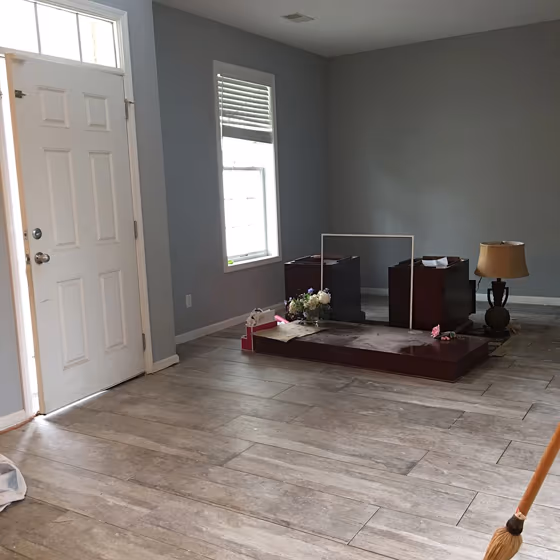 Colonial Revival Gray Hallway