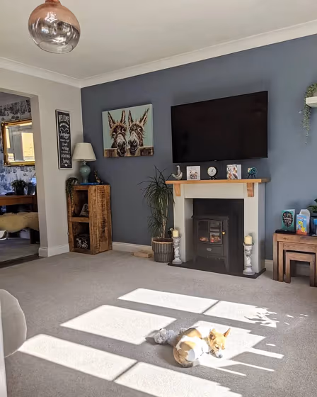 Dulux Denim Drift living room fireplace photo