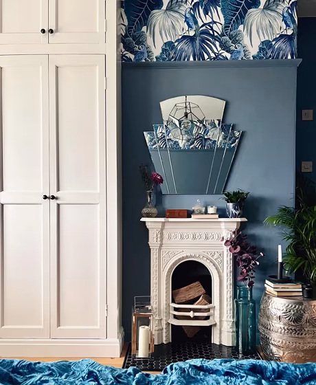 Dulux Denim Drift living room fireplace photo