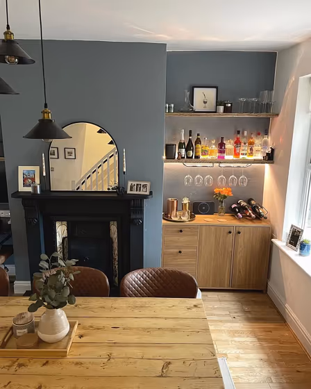 Dulux Denim Drift living room fireplace review