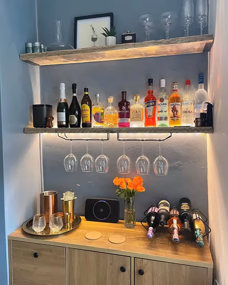 Dulux Denim Drift living room fireplace paint