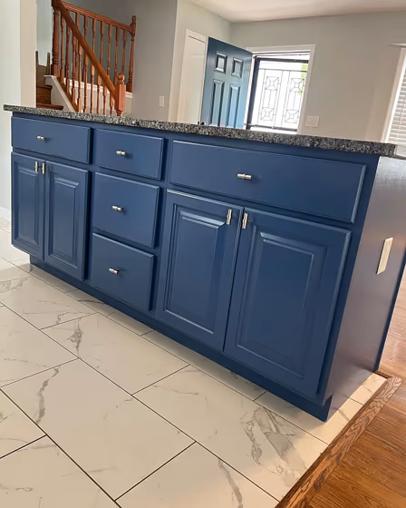 Sherwin Williams Denim kitchen cabinets interior