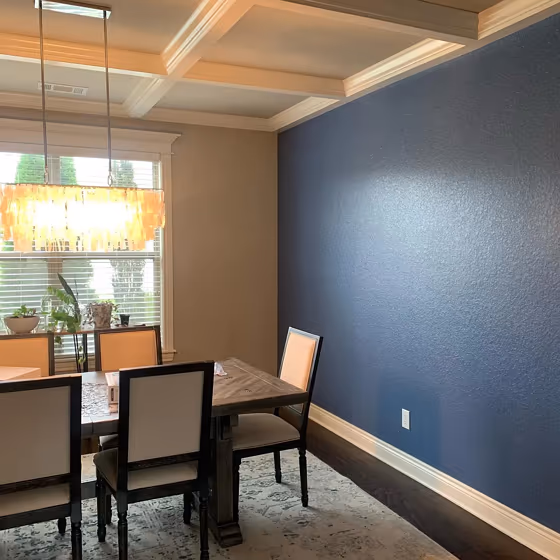 Sherwin Williams Denim dining room accent wall