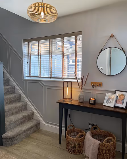 Grey hallway Farrow and Ball Dimpse review