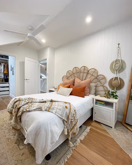 Dulux Natural White boho bedroom paint