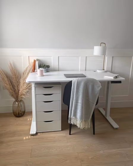 Office set up with Dulux Rock salt and white trim