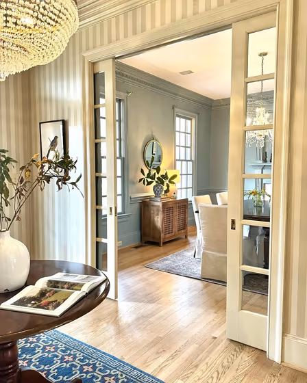 SW Dutch Tile Blue dining room color review