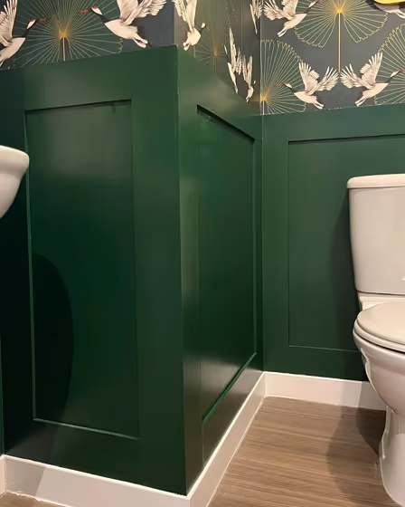 Dulux Everglade Forest bathroom wall panelling