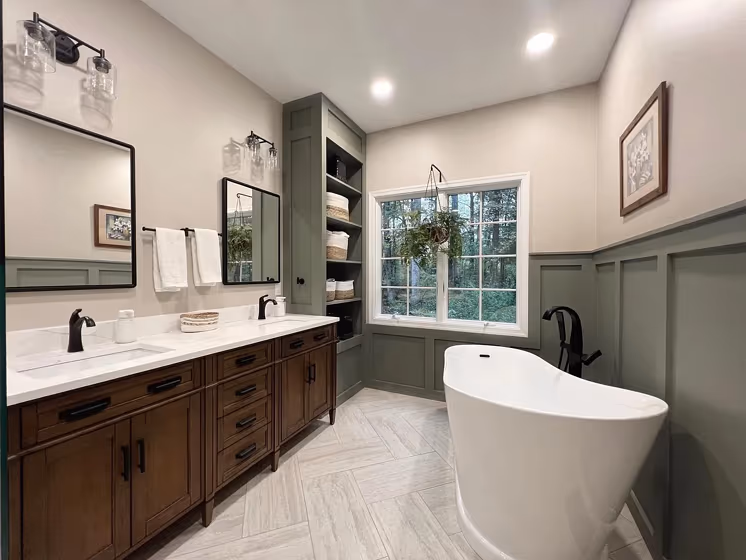 Sherwin Williams Evergreen Fog Bathroom