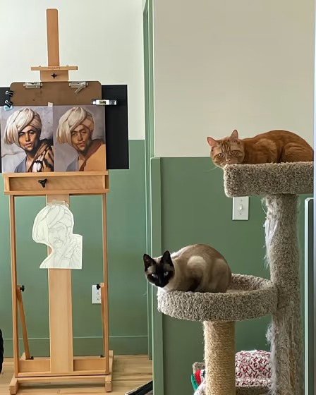 Breakfast Room Green wall paint color-block