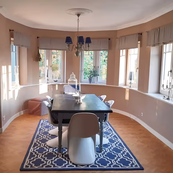 Farrow and Ball Dead Salmon sunny dining room