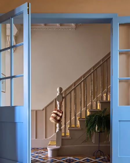 Farrow and Ball Dimity stairs