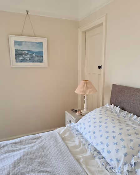 Farrow and Ball Dimity bedroom color review