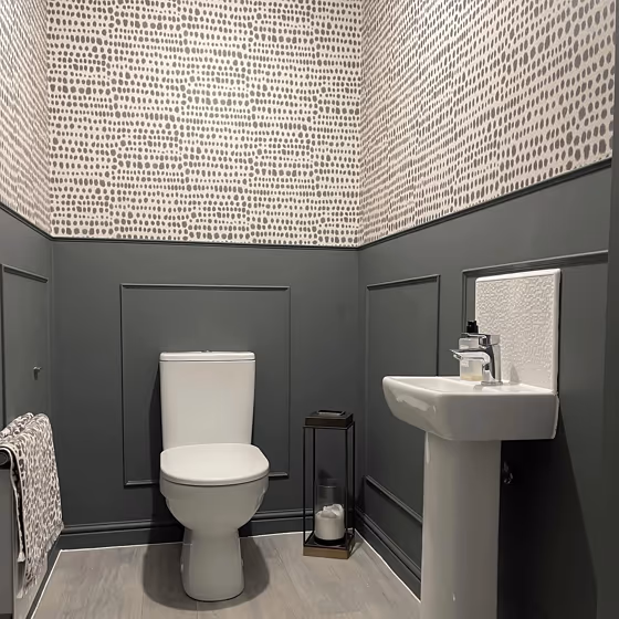 Farrow and Ball Down Pipe 26 bathroom