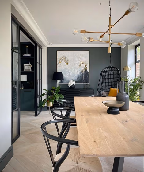 Farrow and Ball Down Pipe 26 dining room